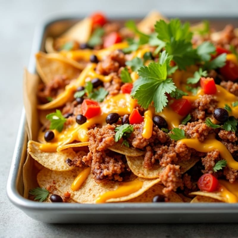 Crispy Pulled Pork Sheet Pan Nachos