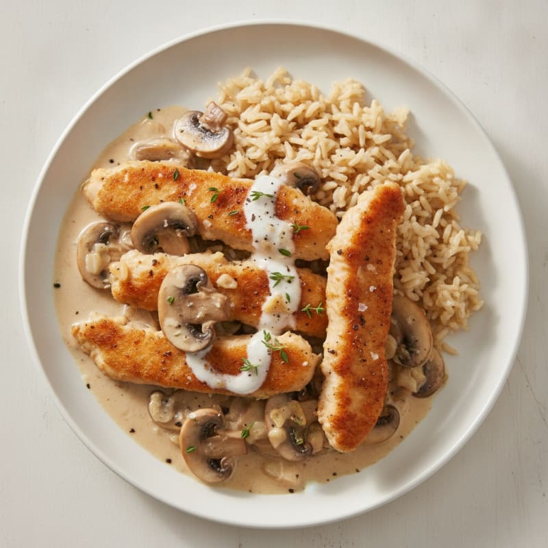 Chicken Strips with Mushroom Cream Sauce