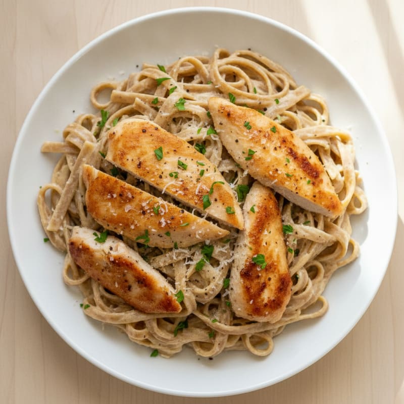 Garlic Parmesan Chicken Alfredo with Fettuccine