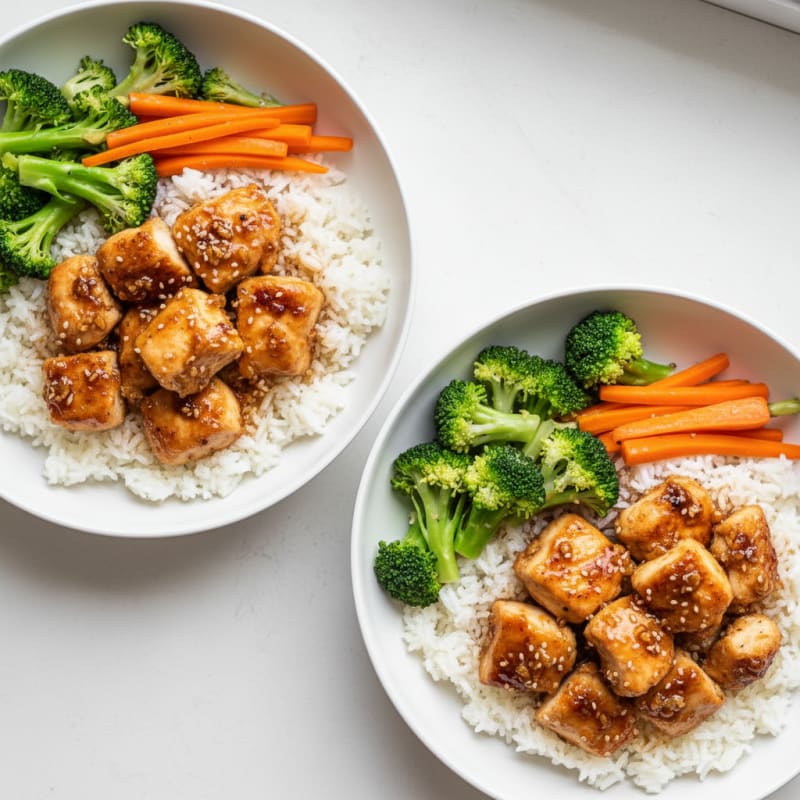 Crispy Honey-Garlic Chicken Bowls