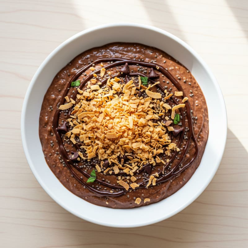 Silky Protein Chocolate Pudding with Toasted Coconut