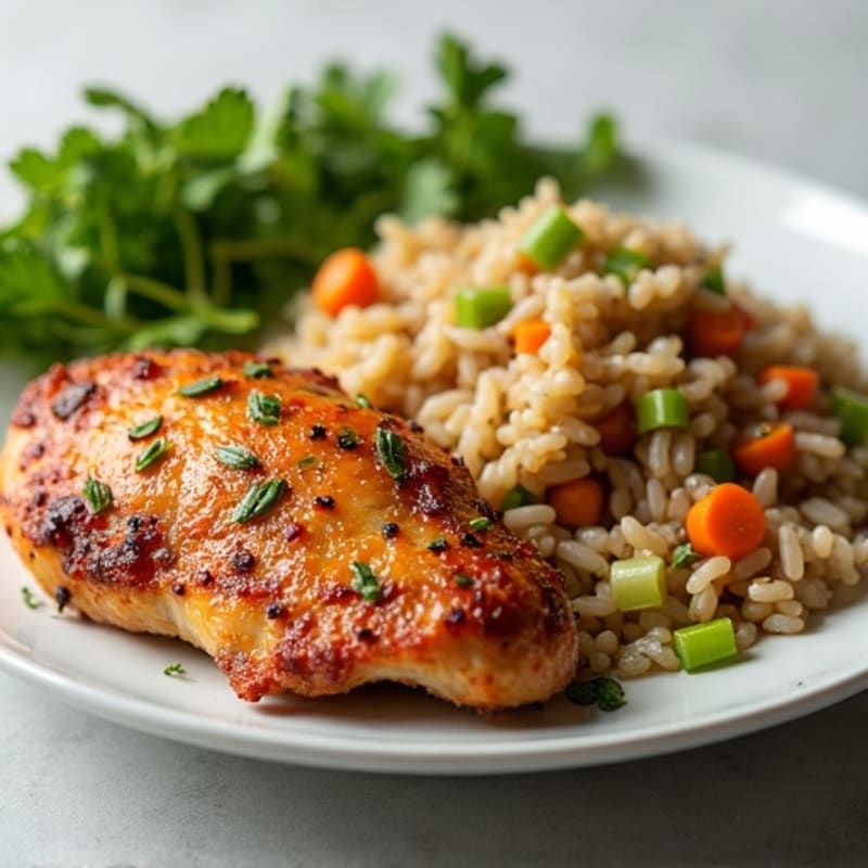 Crispy Herb-Roasted Chicken with Wild Rice Pilaf