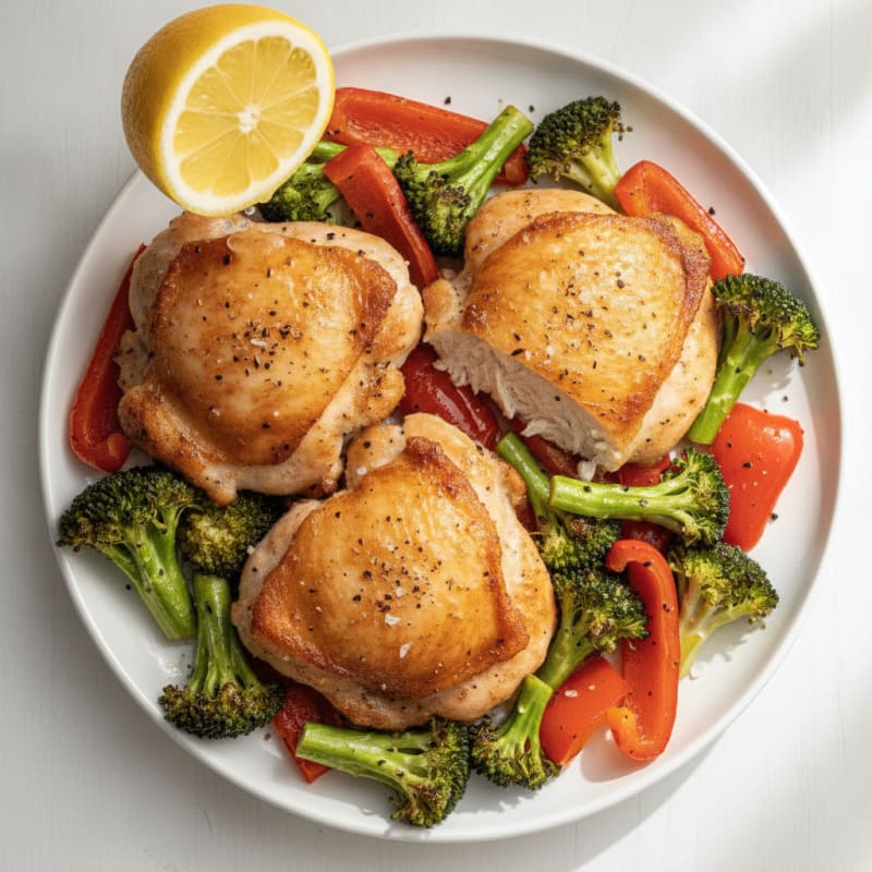 Pan-Seared Chicken Thighs with Roasted Vegetables