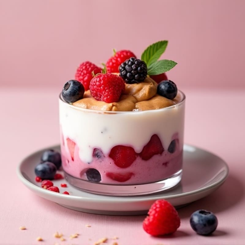 Greek Yogurt Protein Parfait with Mixed Berries and Almond Butter