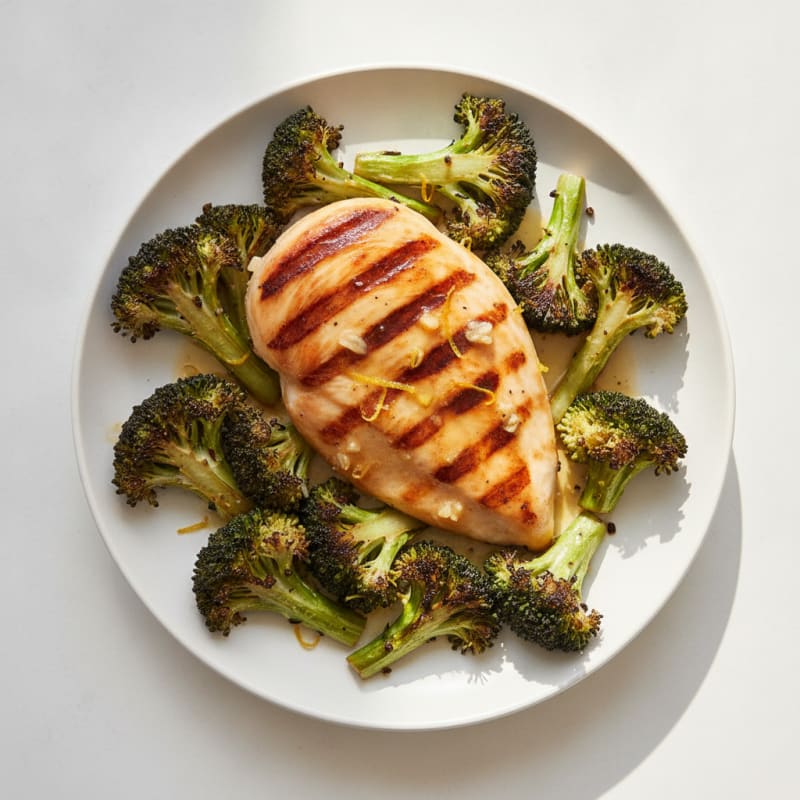 Grilled Lemon Chicken Breast with Roasted Broccoli