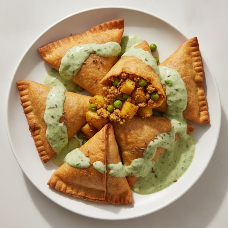 Spiced Potato and Turkey Samosas with Zesty Chutney