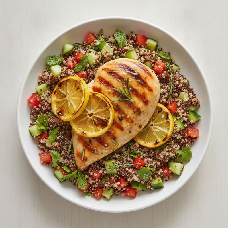 Grilled Chicken Breast with Crunchy Quinoa Salad