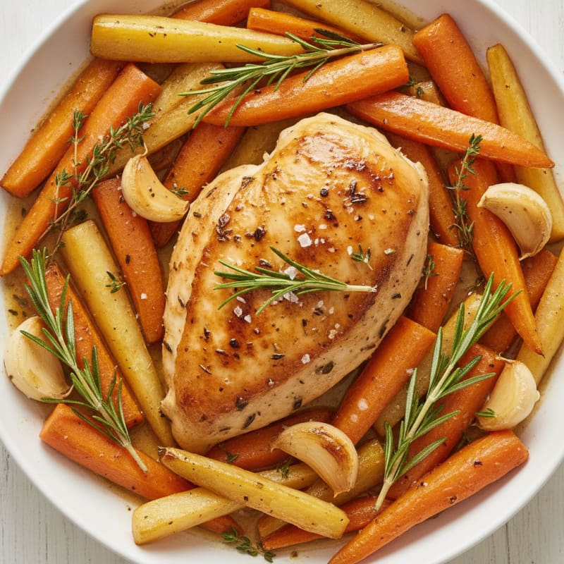 Garlic Herb Roasted Chicken with Root Vegetables