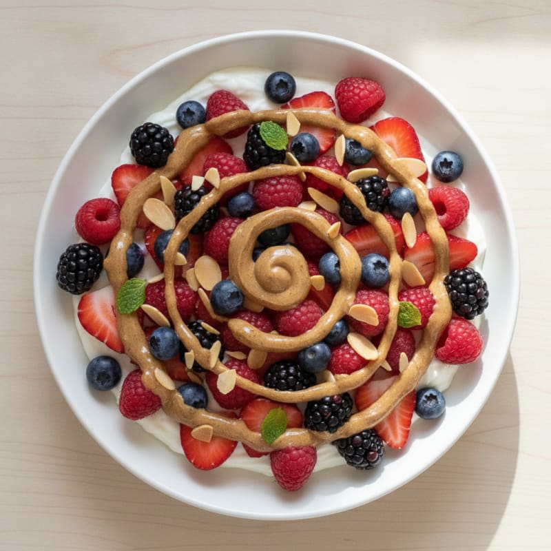 Greek Yogurt Protein Bowl with Mixed Berries and Almond Butter