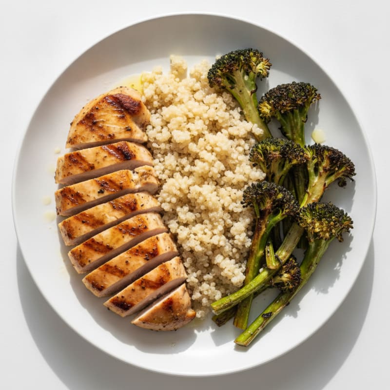 Grilled Turkey Breast with Quinoa and Roasted Broccoli