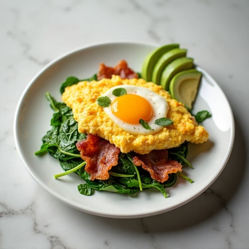 Egg White Scramble with Spinach and Turkey Bacon