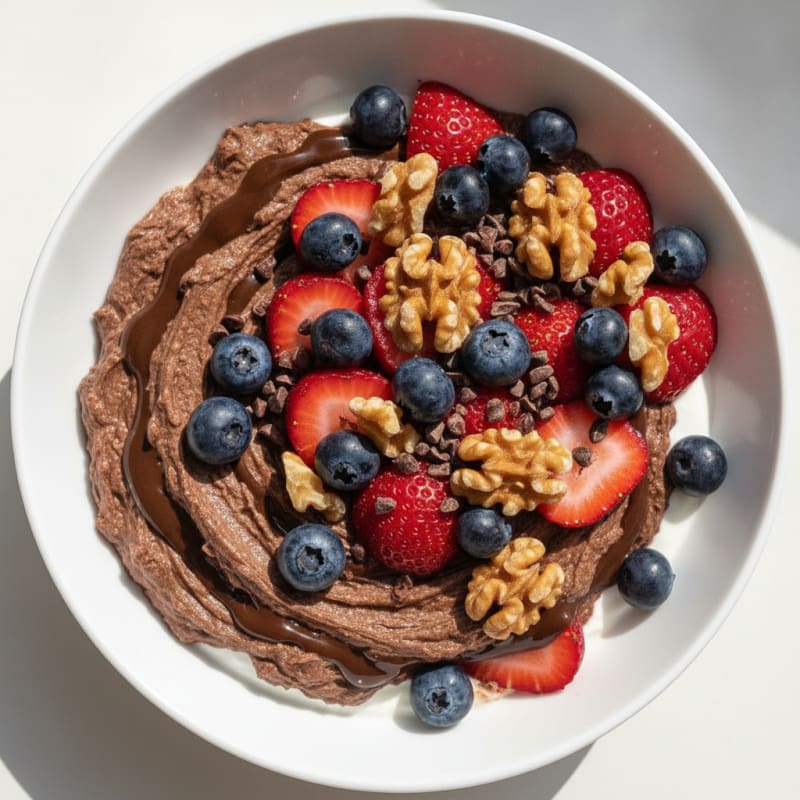 Creamy Greek Yogurt Bowl with Chocolate Protein and Fresh Berries