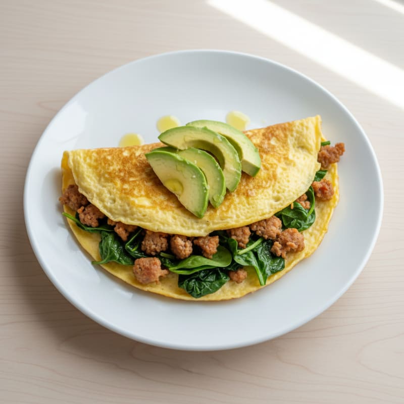 Egg White Spinach Omelette with Turkey Sausage