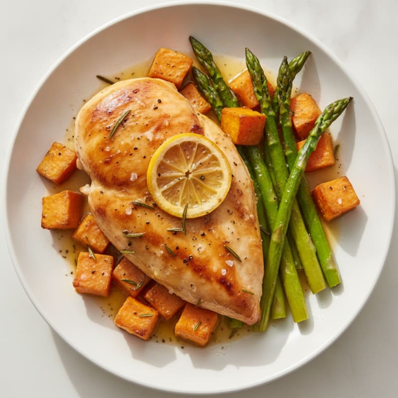 Lemon-Herb Roasted Chicken with Asparagus