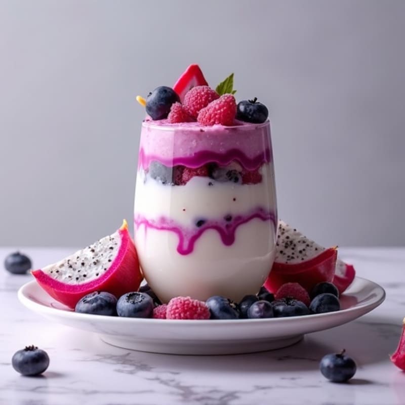 Blueberry Dragon Fruit Protein Parfait with Kefir and Honey