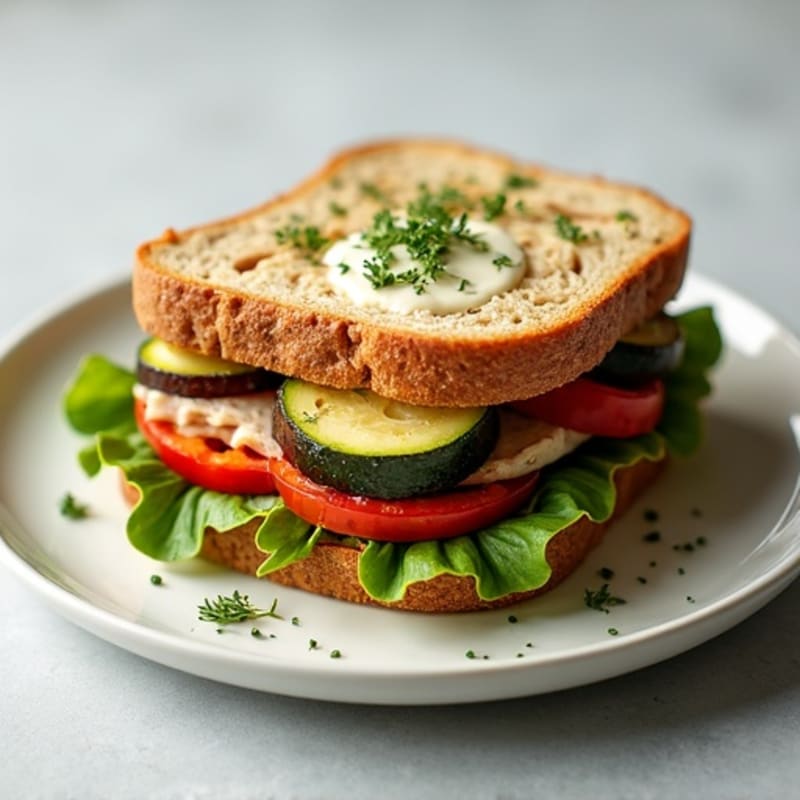 Herb-Roasted Vegetable Sandwich with Garlic Aioli