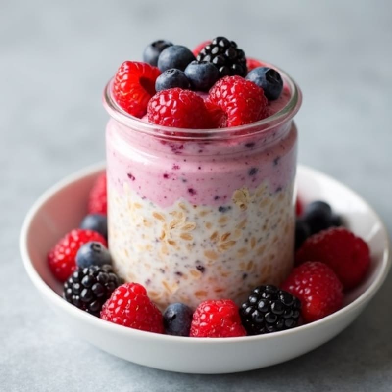 Creamy Berry Protein Overnight Oats