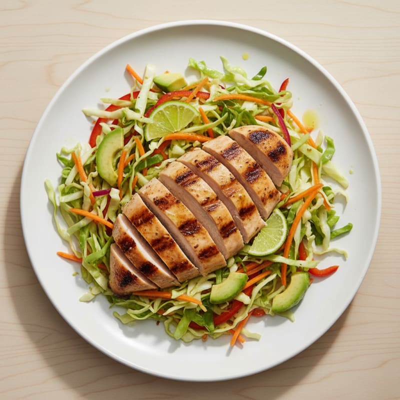 Grilled Chicken Breast with Crunchy Veggie Slaw