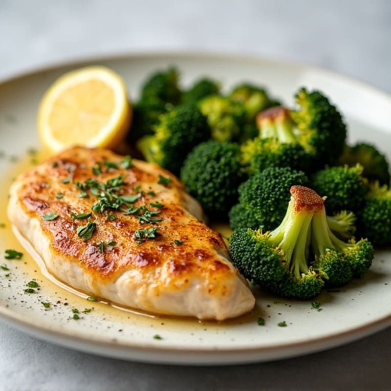 Crispy Lemon Herb Chicken with Roasted Broccoli