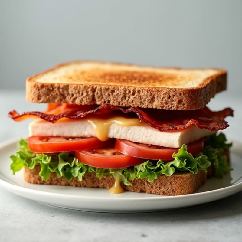 Turkey Club with Crispy Bacon, Fresh Greens, and Whole Grain Toast