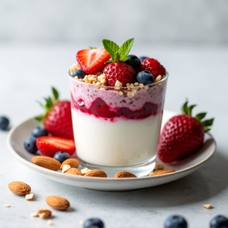 Greek Yogurt Protein Parfait with Mixed Berries and Almonds