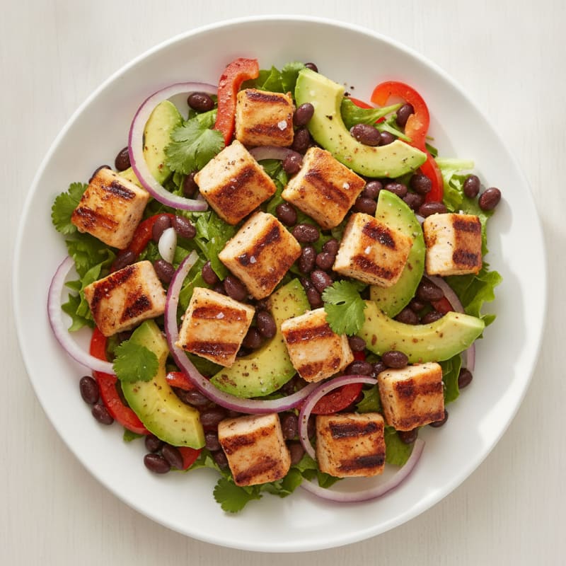 Avocado and Black Bean Salad with Grilled Chicken