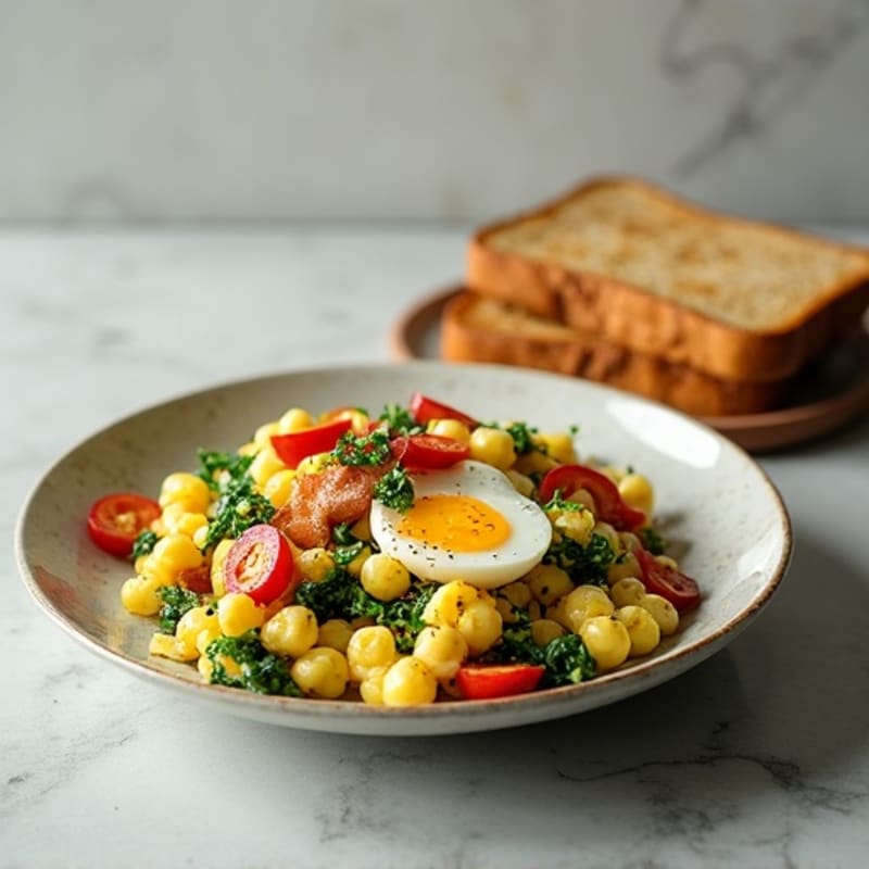 Cottage Cheese Egg Scramble with Spinach and Turkey Bacon