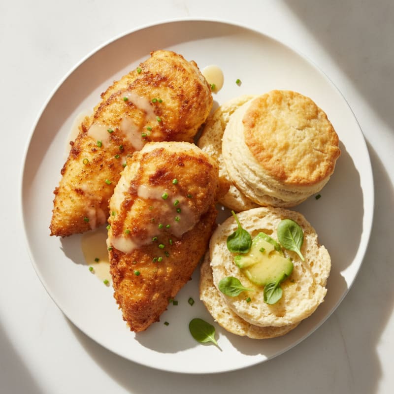 Buttermilk Fried Chicken with Fluffy Biscuits