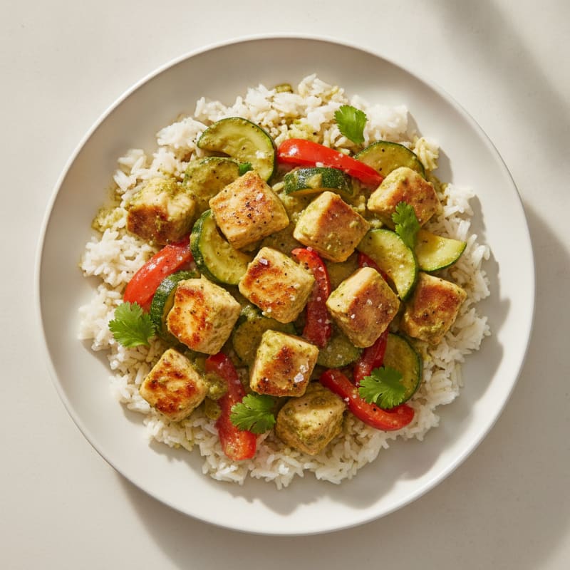 Green Curry Chicken with Coconut Rice