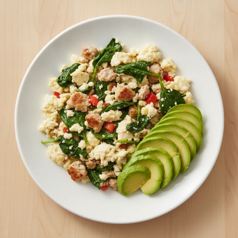 Egg White Scramble with Lean Turkey and Spinach