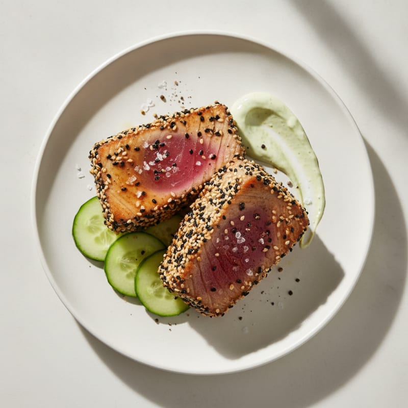 Pan-Seared Ahi Tuna with Zesty Wasabi Mayo