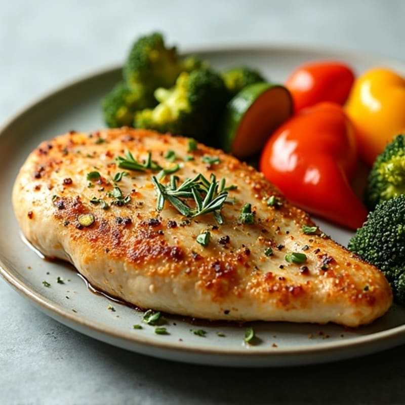 Herb-Crusted Pan Seared Chicken with Roasted Vegetables