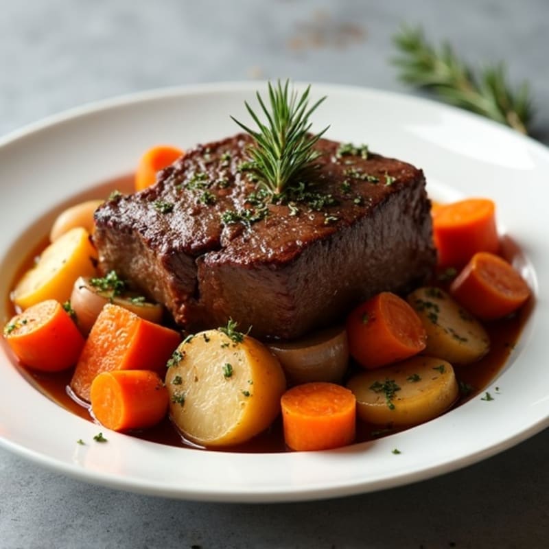 Tender Slow Cooked Beef Pot Roast with Roasted Root Vegetables