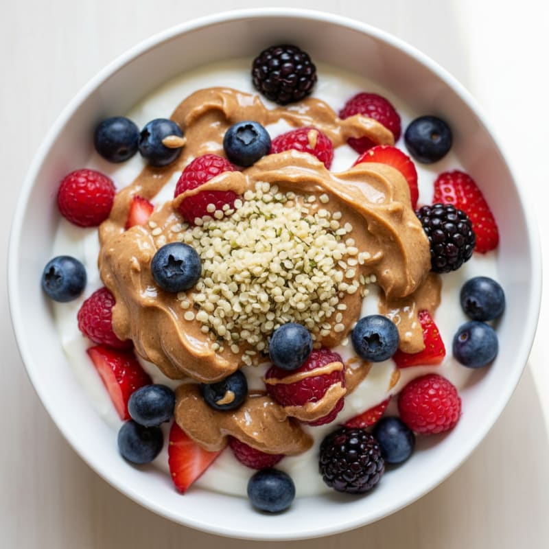 Creamy Greek Yogurt Parfait with Mixed Berries and Almond Butter