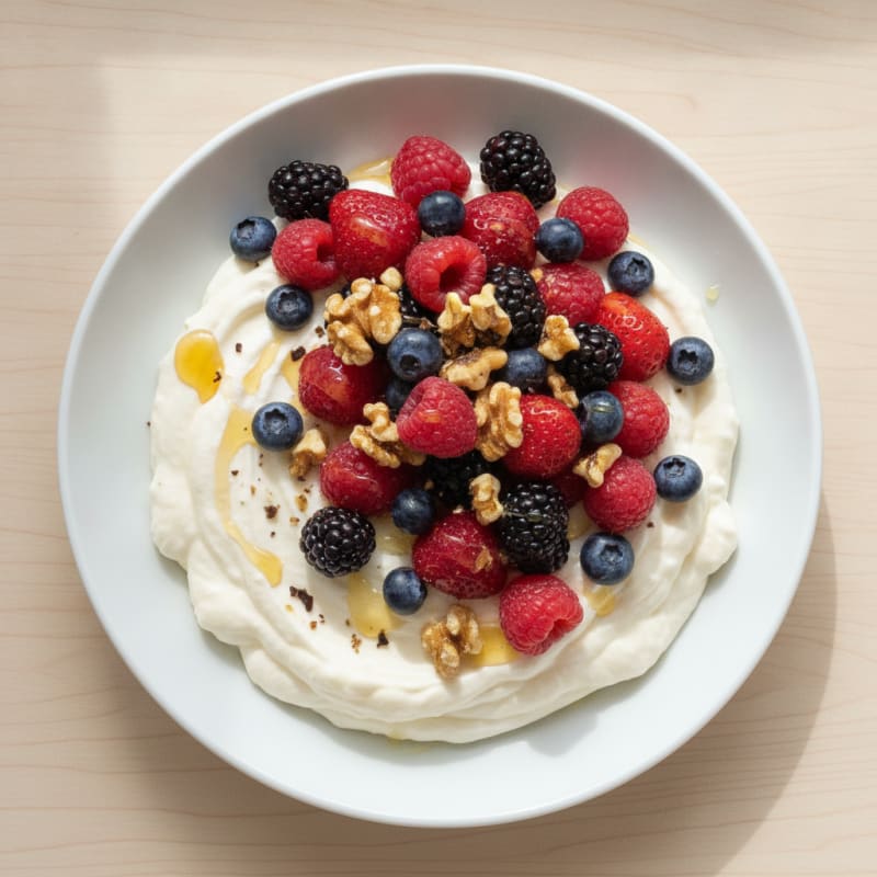 Silky Vanilla Greek Yogurt Protein Mousse with Fresh Berries