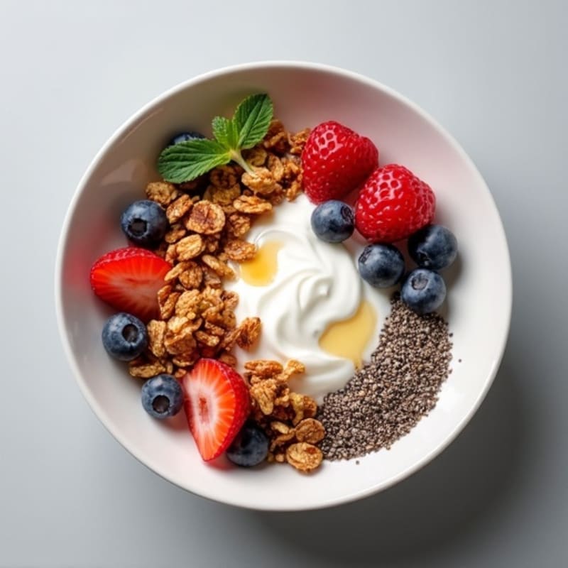 Creamy Greek Yogurt Bowl with Protein Granola and Mixed Berries