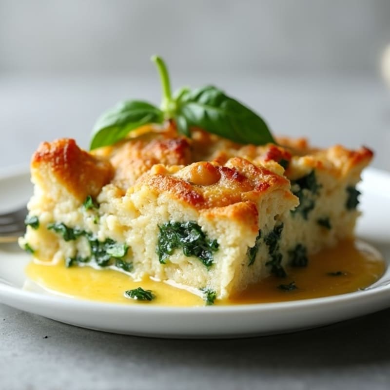 Savory Chicken and Spinach Bread Pudding