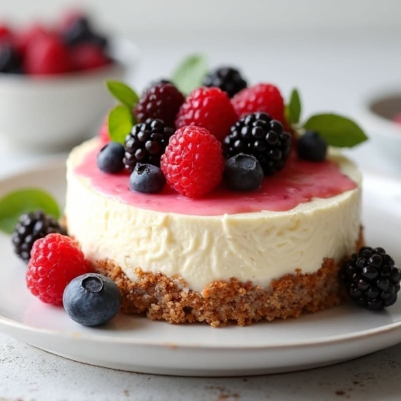 Cottage Cheese Protein Cheesecake with Fresh Berries