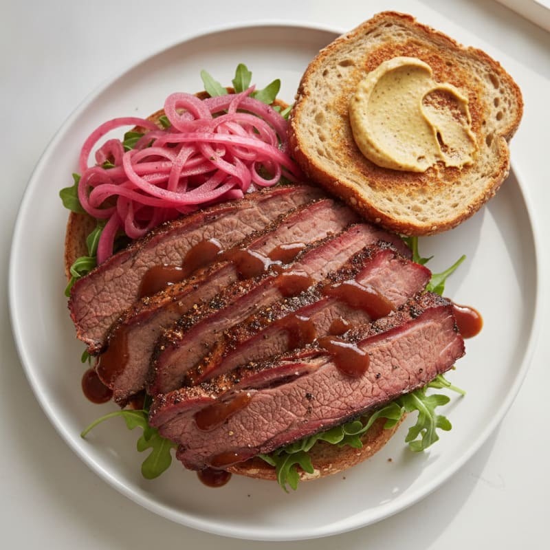 Smoky Brisket Sandwich with Pickled Onions