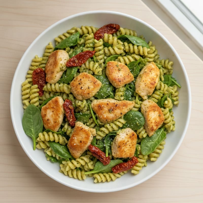Pesto Chicken Pasta with Sun-Dried Tomatoes
