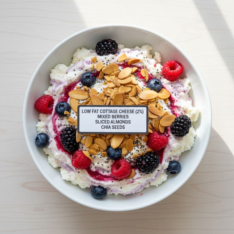 Creamy Cottage Cheese and Berry Protein Bowl with Almonds