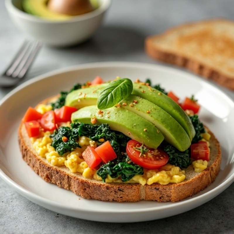 Egg White and Turkey Sausage Scramble with Sautéed Spinach