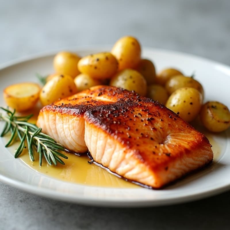 Crispy Skin Salmon with Roasted Rosemary Potatoes