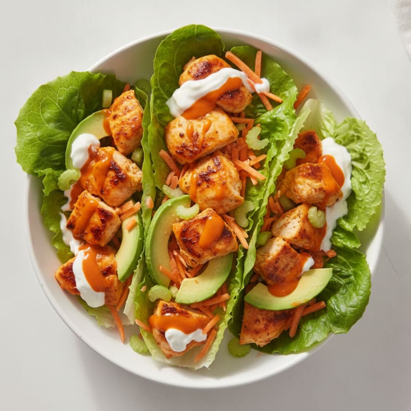 Buffalo Ranch Chicken Lettuce Wraps