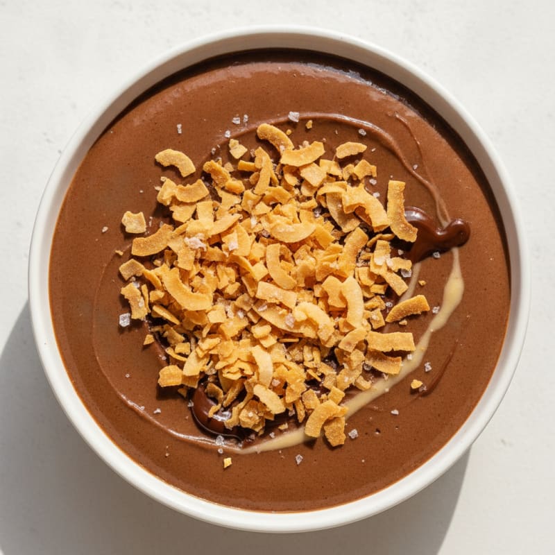 Silky Chocolate Protein Pudding with Toasted Coconut