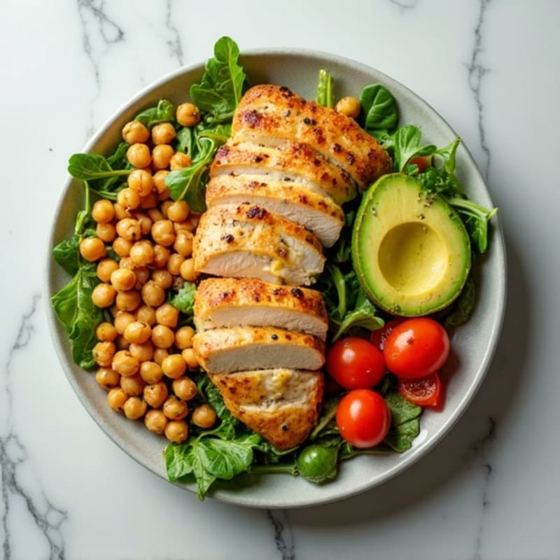 Grilled Chicken Breast Salad with Chickpeas and Lemon Vinaigrette