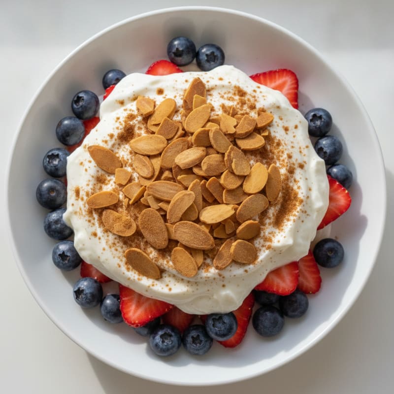 Greek Yogurt Protein Parfait with Almonds and Berries