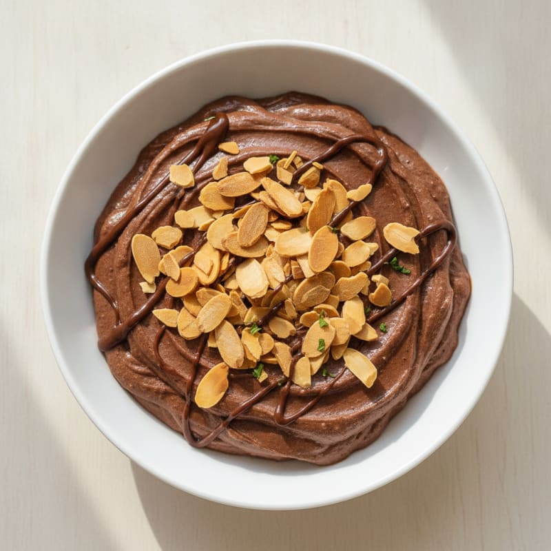 Silky Chocolate Protein Pudding with Almond Crunch