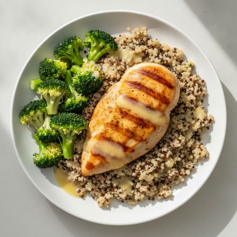 Grilled Chicken Breast with Quinoa and Steamed Broccoli