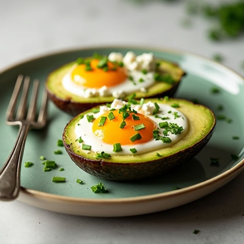 Creamy Avocado Baked Eggs with Fresh Herbs